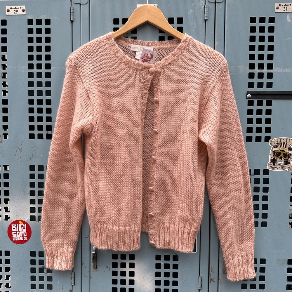 Vintage Retro Pink Wool Cardigan